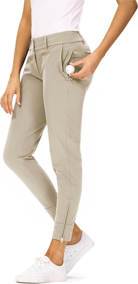 Hiverlay Womens pro Golf Pants Quick Dry Slim Lightweight Work Pants with Straight Ankle Also for Hiking or Casual Ladies L