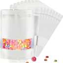 5.5"x7.8" 120pcs Mylar Bags for Food Storage,Smell Proof Bag with Matte Window Resealable Food Storage Bags for Small Business, Stand-up Foil Pouch Packaging Freeze Dried Candy BagWhite