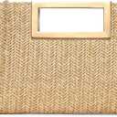 Straw Clutch Handbags Summer Clutch Woven Boho Beach Bags Straw Purses for Women (1-khaki)