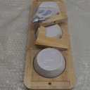 3 Elevated Cat Food and Water Bowl Set with Stand,15Tilted Raised Pet Bowlfor Kittens/Puppy with 3 Ceremic Dishes, Indoor Cat Food BowlAnti-Vomit & Whisker Fatigue Relief, Dishwasher Safe (Wooden)