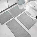 Chakme Bathroom Rug Sets 5 Piece, Ultra Thin Bath Mat Quick Dry Bath Mat Set, Absorbent Bath Mat for Bathroom Non Slip Machine Washable, (Light Grey, 5 Piece)