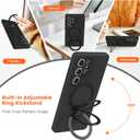 Liquid Silicone Case for Samsung Galaxy S25 Ultra with Magnetic Stand, Mil-Grade Drop Shockproof, Full Camera Protection Anti-Scratch Microfiber Lining Silicone Phone case, Black
