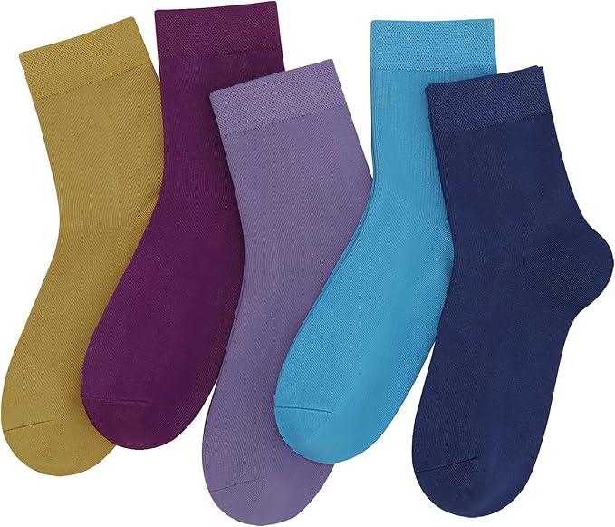 SERISIMPLE Women Thin Viscose Bamboo Socks Crew Lightweight Above Ankle Casual Dress Sock For Ladies Bootie Trouser (4 Pairs Royal Colors)