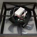 LEDIARY Caged Low Profile Ceiling Fans with Lights and Remote, Rustic Square Flush Mount Ceiling Fan, 6 Speed and Reversible, Small Farmhouse Bladeless Ceiling Fan for Bedroom, Kitchen, Dining Room (Wood Grain)