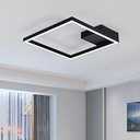 MADEM Modern LED Ceiling Light 15.74'' Black Flush Mount Ceiling Light 2160LM 27W LED Chandelier Square Ceiling Lamp Fixture for Bedroom Dining Room Living Room 