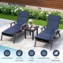 2 Pack Blue Outdoor Chaise Lounge Cushions, 72x21x3 in, 2Pcs