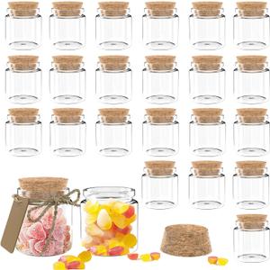 24 Pack 1.7 Oz Glass Bottles with Cork Stoppers,50 ML Mini Small Glass Bottles for Wedding Favors, Crafts Home Decorations, Party Favors