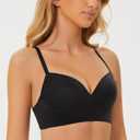 MELENECA Women's Push Up Bralettes Seamless Padded Wireless Bra with Support and Lift (40A, Black)