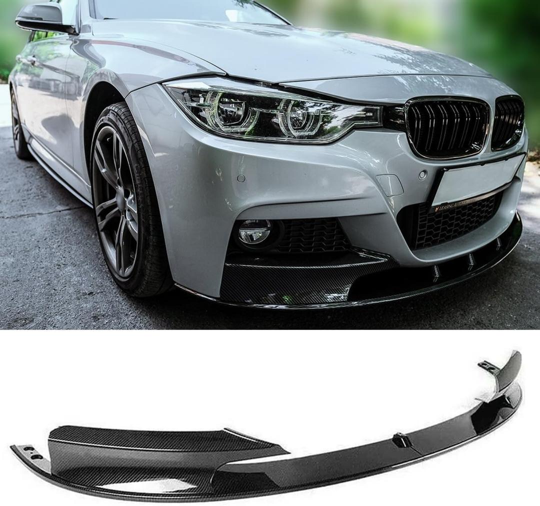 Front Lip Splitter Compatible with 2012-2018 F30 F31 Base 3 Series (M Tech/M Sport Only), Carbon Fiber Pattern Bumper Air Dam Spoiler Lower Chin 2Pcs Fits for Sedan, Protection Body Part
