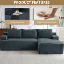 96" Modular Sectional Sofa, Modern Corduroy L Shaped Cloud Couch, Boneless Upholstered Couches with Deep Seat for Living Room, No Assembly Required (Dark Grey, Right Facing Chaise), 96.1'' L Shaped-3 Seaters-Right Facing Chaise