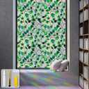 Window Privacy Film Static Cling Sticker Rainbow Window Film Glass Decals with Iridescent Effect, Removable Nature Pattern Tint for Home Bathroom Door Car Windows(Blue & Green pothos Botanical Design), 35" x 157" Inch