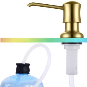 Sink Soap Dispenser for Kitchen Sink Brushed Gold Upgrade with 40" Silicone Extension Tube Kit, Connect to Your Soap Bottle Directly