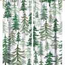 Green Forest Tree Curtain, Pine Coniferous Trees Forest Watercolor Design Room Darkening Door Window Rod Pocket Curtain for Bedroom Living Room 42x54in (Style-6)
