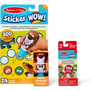 Melissa & Doug Sticker Wow! Dog Bundle: 24-Page Activity Book, Refillable Sticker Stamper, Mini Pad, 500 Stickers, Arts and Crafts for Kids Ages 3+