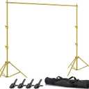 Photo Video Studio Backdrop Stand- Titanium Gold, 12(W) x 10(H) ft Heavy Duty Adjustable Photography Muslin Background Support System Kit with Carry Bag,4 Spring Clamps