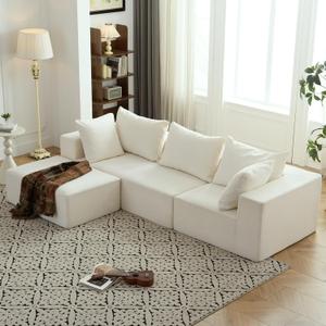 Vamcheer Modular Sectional Sofa with Chaise, Modern L Shaped Cloud Couch with Deep Seat, Sectional Couches for Living Room, Bedroom, Office, No Assembly Required, Cream (108"x66.9"x22") Vamcheer Modular Sectional Sofa with Chaise, Modern L Shaped Cloud Couch with Deep Seat, Sectional Couches for Living Room, Bedroom, Office, No Assembly Required, Cream (108"x66.9"x22")