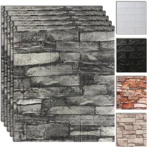 30PCS 3D Wall Panels Peel and Stick Foam, Self-Adhesive Decorative 3D Brick Wallpaper Wall Covering, Faux Stone Wall Panel Foam Brick for Living Room, Kitchen, Bathroom