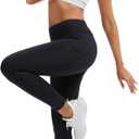 VME High Waisted Yoga Pants with Pockets - Tummy Control Workout Running Yoga Legging for Women (Black, M)