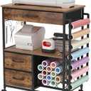 VENNQD Storage Cart Compatible with Cricut Machines Stand Cutting Machine Stand with Drawers and Vinyl Roll Holder Rolling Craft Cabinet Table for Cricut Craft Workstation (Rustic Brown)