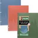 Five Star 2 Pocket Folders, 4 Pack, Recycled Plastic Folders with Stay-Put Tabs and Prong Fasteners, Fits 3-Ring Binder, Holds 11 x 8-1/2 Paper, Writable Label, Clay, Green, Blue, Gray (33002)