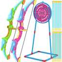 Kmuxilal 2 Pack Kids Bow and Arrow Set with LED Flash Lights, 14 Suction Cup Arrows and Standing Target-Perfect Indoor and Outdoor Archery Set Toy Gift for Boys and Girls Ages 4-12, Medium