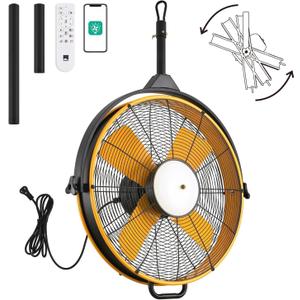 Orison 24.8'' Waterproof Outdoor Ceiling Fan, 6 Speed Ceiling Mounted Plug-In Cord Garage Fan with Remote&APP, 360-degree Manual Vertical Rotation, Hook hanging for Gazebo, Patio, Pergola (Yellow)