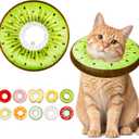 Cat Cone Collar Soft, Adjustable Cat Recovery Cone to Stop Licking, Cute Kitten Donut Collar After Surgery, Elizabethan Collars for Kittens, Lightweight Cats Neck Cones (Kiwifruit, Medium)