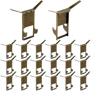 Hicarer 30 Pcs Brick Wall Hangers Clips no Drill Outdoor for Hanging Christmas Lights Stocking Holders Steel Picture Decoration Hanger Fastener for Fireplace (Antique Brass)