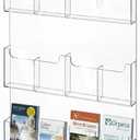 Sherr 1 Pc Acrylic Brochure Holder Wall Mount with Removable Adjustable Dividers, Large Capacity Literature Display Stand for 4'' x 9'', 8.5'' x 11'' Pamphlets, 17.8'' x 30.7'' for Office Hotel