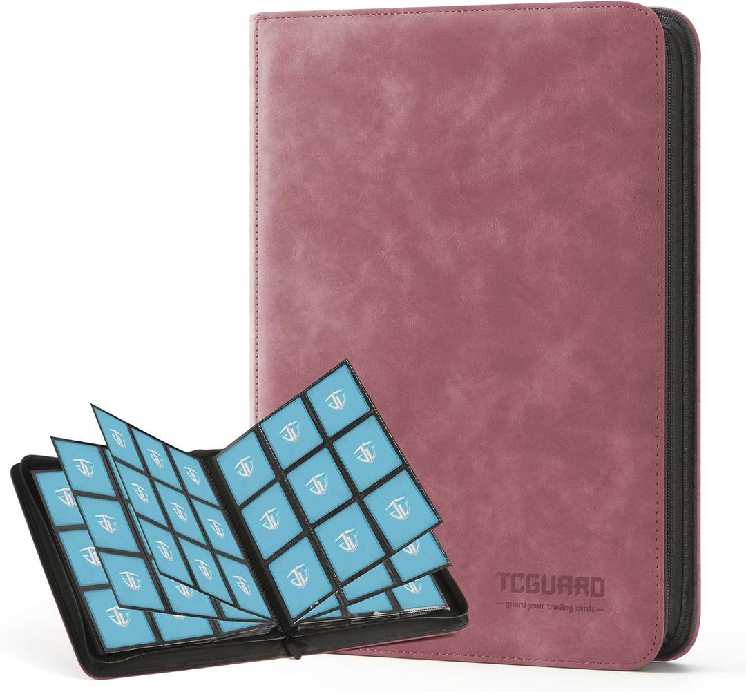 Trading Card Binder, 9 Side Loading Pocket Card Album Hold Up to 540, Zipper Binder for Collection, TCG Holder for Sports, Yugioh, MTG  (Wine 9)