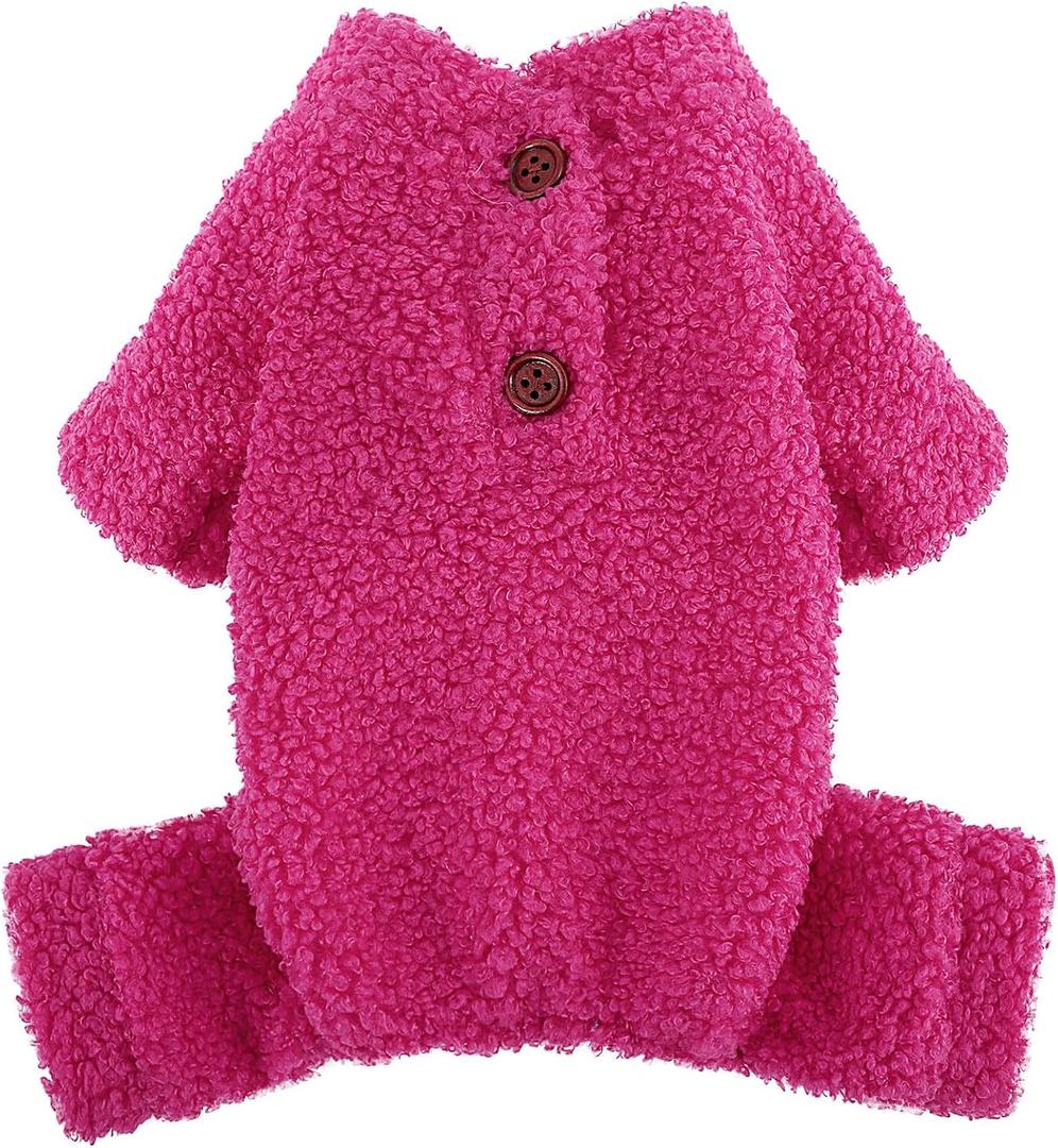 Dog Pajamas Small Sized Dogs Boy Girl Small Dog Sweater Fleece Puppy Clothes Jammies Doggie Pjs Chihuahua Fall Winter Warm Pet Onesies Jumpsuit Clothing Male Female, XS, Rose
