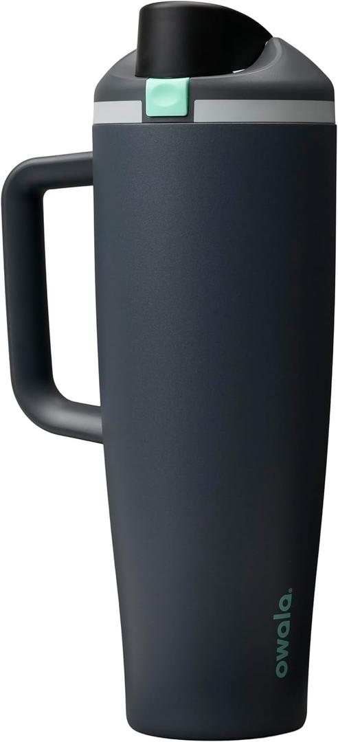 Owala FreeSip Tumbler Insulated Stainless Steel Water Bottle with Built-in Straw and Side Handle, For Travel, Work, School, and Sports, 40oz, BPA Free, Leak Proof, Foggy Tide