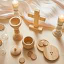 Sliner Catholic Gifts for Kids Mass Kit Wooden Mass Play Set My First Communion Gift Catholic Toys Set Baby Holy Baptism Gifts for Christmas Priest Churches Birthday Easter Party Decor(Simple Color)