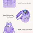 ECOHUB Water Bottle Holder with Strap, Full Coverage Stanley Cup 40/30 oz Tumbler, Insulated Water Bottle Carrier Bag with Back Safety Pocket, Crossbody Sling with Handle for Walking, Patent Pending (purple)