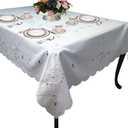 Violet Linen Rivierra Embroidered Design Tablecloth Size: 140" W x 70" D, Color: White