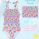 Toddler Swimsuit Girl Bathing Suits One-Piece Swimwear Adjustable Shoulder Straps Smocked 2-6T