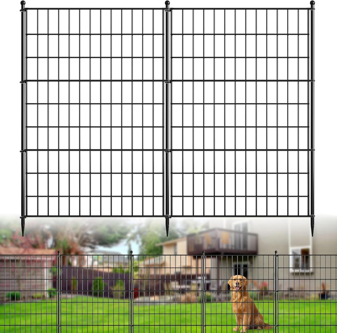 10 Panels Decorative Garden Fence Animal Barrier Heavy Duty No Dig Dog Fence Outdoor for Yard 32 in(H) X 23.6 ft(L) Garden Fencing with Ground Stakes for Backyard, Patio Decor