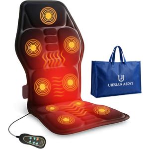 Back Massager with Heat, Vibration Massage Seat Cushion with 8 Massage Nodes & 5 Modes, Adjustable Chair Massager Pad for Home Office, Heated Chair Pad, Valentines Day Gifts for Women Mom Wife