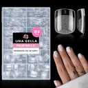 UNA GELLA 312Pcs Extra Short Squoval Nail Tips, Square Pre-Etched Half Matte Soft Gel Nail Tips Square Full Cover, No File Needed Clear Squoval Acrylic False Nails for DIY Nail Art Extension 12 Sizes