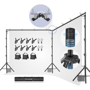 LimoStudio [Enhanced Super Duty] 20.1 x 10.4 ft. Double Dual Crossbar Backdrop Stands, Upgraded Heavy Duty & Thicker Pole, Strongest in Market, No Bend No Shake, 360 Rotatable Angle Control, AGG3353 (20.1 x 10.4 feet (W x H))