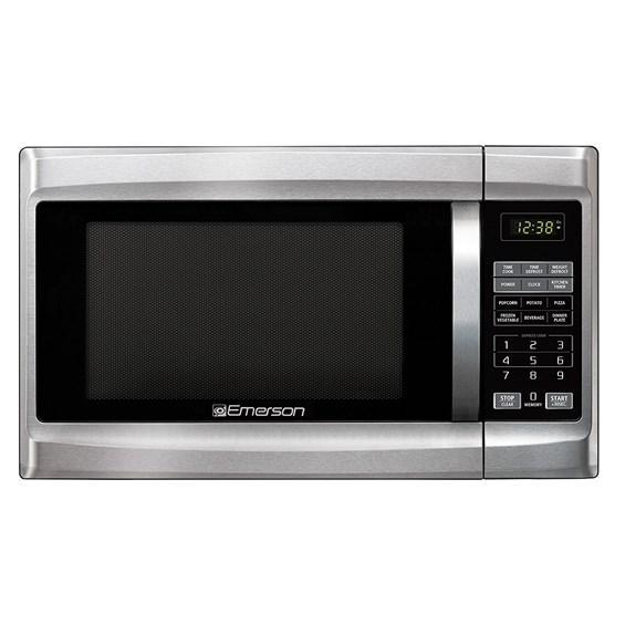 Emerson MW1338SB, 1.3 CU. FT. 1000 Watt, Touch Control, Stainless Steel Front, Black Cabinet Microwave Oven Black With Grey