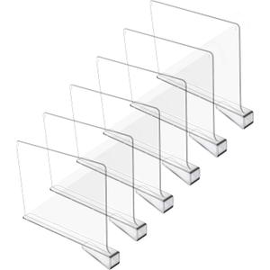 Acrylic Shelf Dividers for Closet Organization, Closet Shelf Organizer Closet Separator for Wood Shelves Clear Shelf Dividers for Closets (6 Pack)