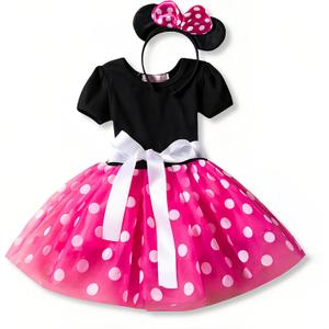 Nileafes Girls Princess Mini Mouse Costume Toddler Birthday Party Fancy Dress Up (1-2T, Rose)