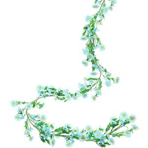 Spring Flower Garland Artificial Daisy Garland Fake Hanging Vines with Daisy Flowers for Wall Home Party Wedding Indoor Outdoor Spring Decor (1pcs, Bule)