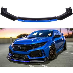 4PCS Universal Car Front Bumper Lip Body Kit Splitter Spoiler Diffuser Protector Compatible with Subaru BRZ Cruze - Gloss Black,Blue Tongue