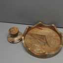 Mela Artisans Mango Wood Footed Fruit Bowl | 12" Scalloped Wooden Pedestal Bowl for Kitchen Counter | Snacks | Breads | Desserts | Multipurpose Decorative Riser for Dining or Coffee Table