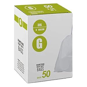 Code M 8-12 Gallon 100 Count Heavy Duty Trash Bags 1.2 Mil THICK 40-55 Liter Drawstring White Garbage Can Liners Compatible with simpIehuman Code M | Heavy Duty Plastic Trash Bags