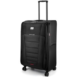 Verdi Softside Expandable 28 Inch Luggage with Spinner Wheels Lightweight Large Suitcase (Black, Checked-Large 28-Inch)