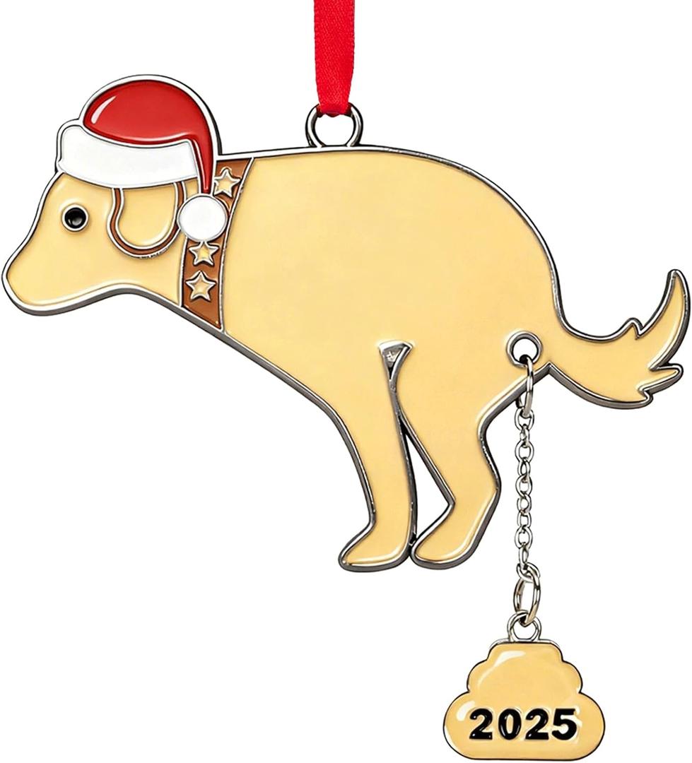 Funny Christmas Ornament 2025 - Dog Ornaments for Christmas Tree, Fun Metal Ornament Gifts for Dog Lover - Naughty Hilarious Hanging Xmas Ornaments for Home Holiday Decor Gag Gifts for Family Friends