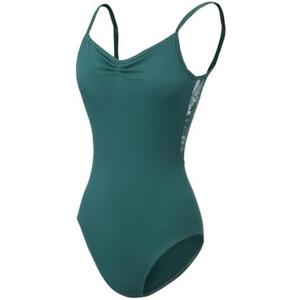 Lanbodance Women's Camisole Leotard for Ballet Dance grils Bodysuit with Adjustable Straps,Small, Dark Green